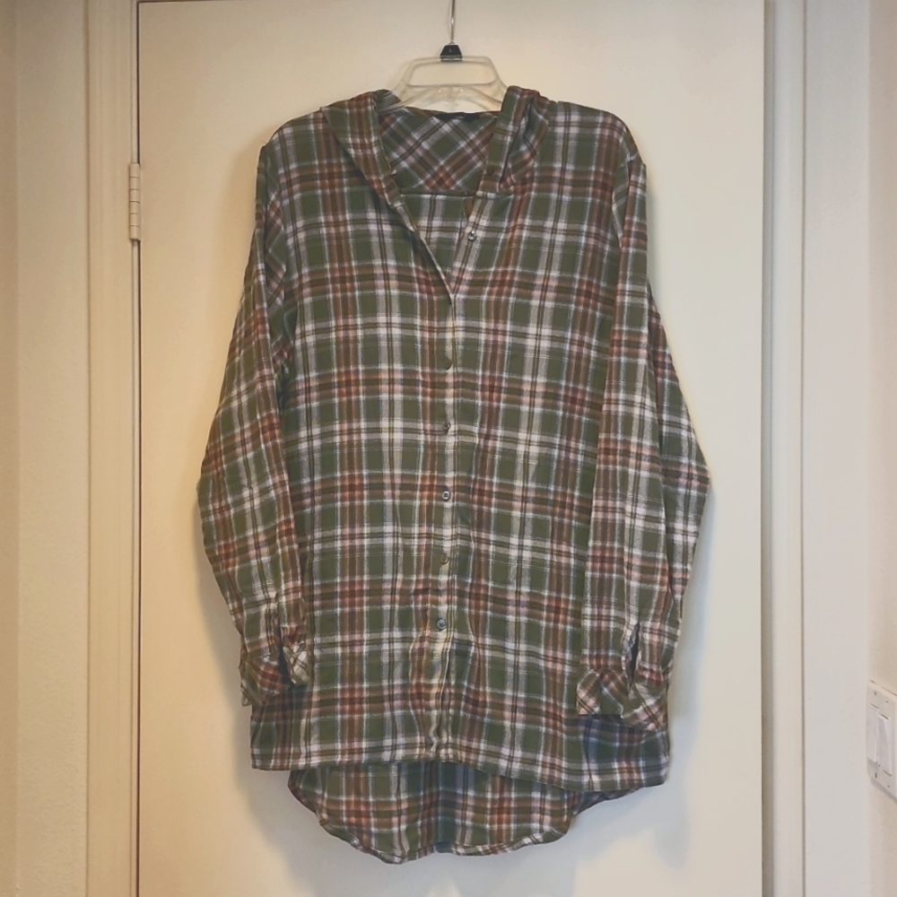 Supplies Button Down Shirt Plaid 1X